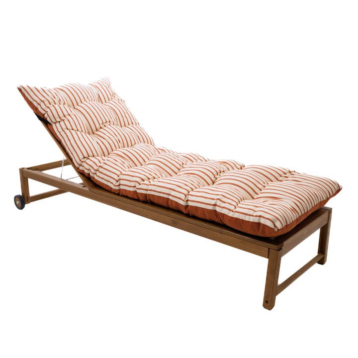 Terracotta Stripe Woven Outdoor Lounger Cushion for wholesale by Hines of Oxford