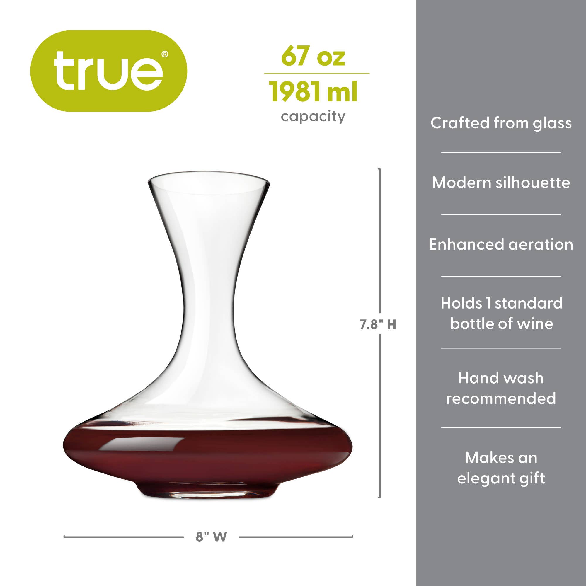 TRUE - Wholesale Decanter - Ellipse Traditional Glass Wine Decanter 67 oz4
