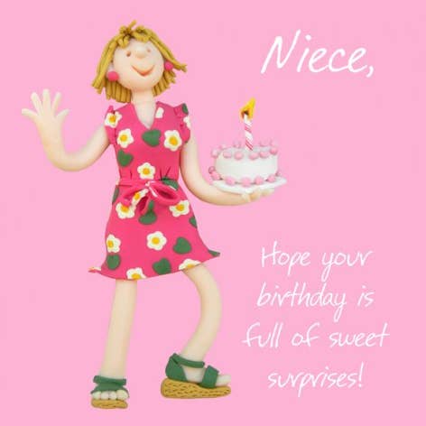 Niece - Sweet Surprises birthday card for wholesale by Inky Blue Ltd t/a Holy Mackerel