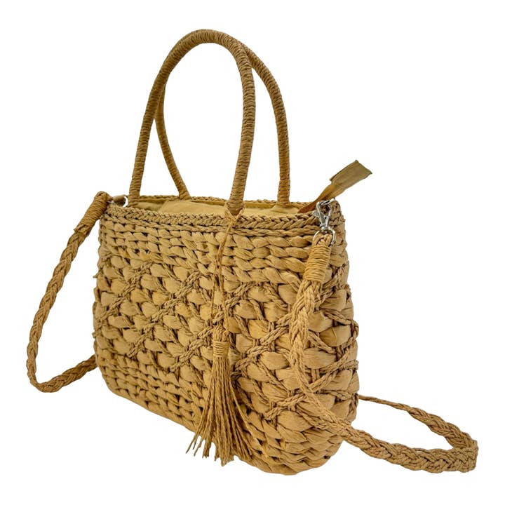 Sac de plage en rotin avec pompon BG4225-7. (1 pièce) pour la vente par TAPA fashion