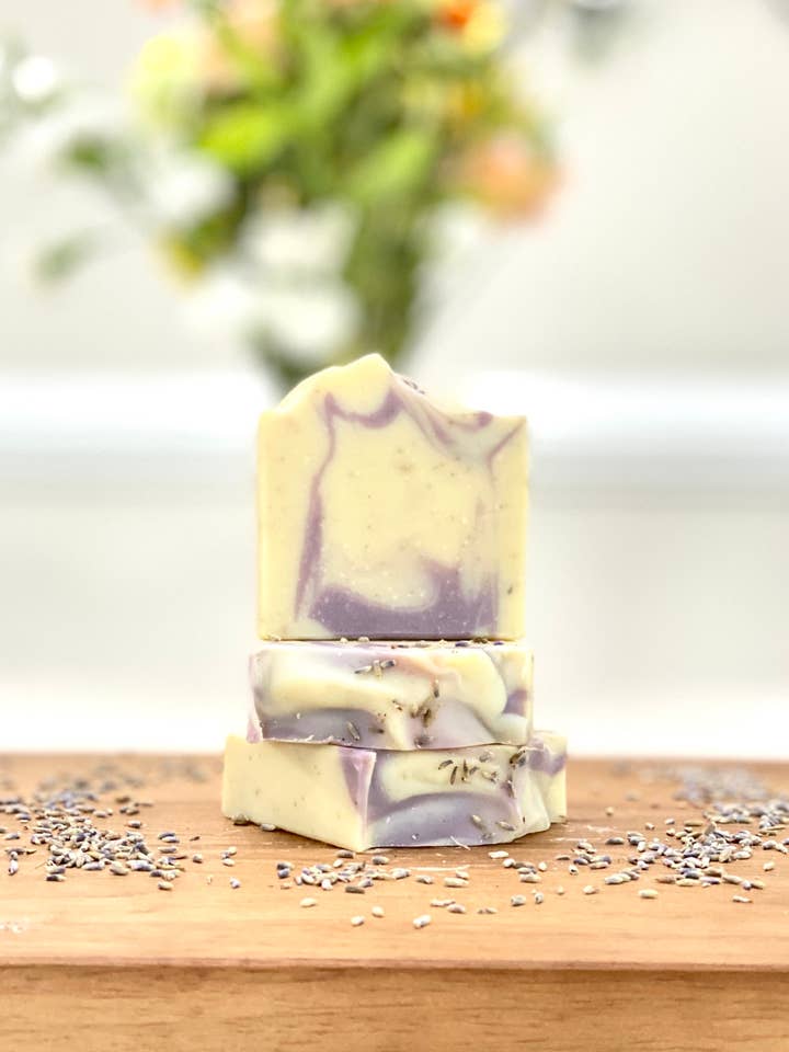 5 oz Lavender with Lavender Buds Handcrafted Soap for wholesale by Pluff Mud Mercantile