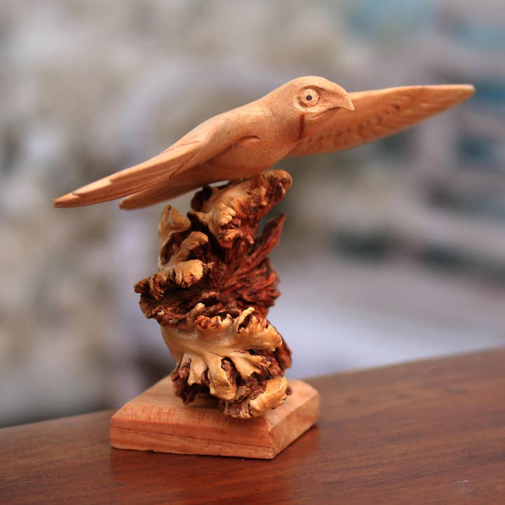 Novica Handmade Alighting Eagle Wood Sculpture for wholesale by NOVICA
