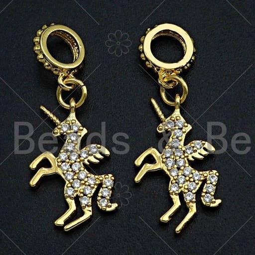 Clear CZ Micro Pave Unicorn Pendant/Charm, Unicorn Pendant Charm,legendary creature Charm, 11x18mm,sku#Y252 for wholesale by BestBeads&Beyond