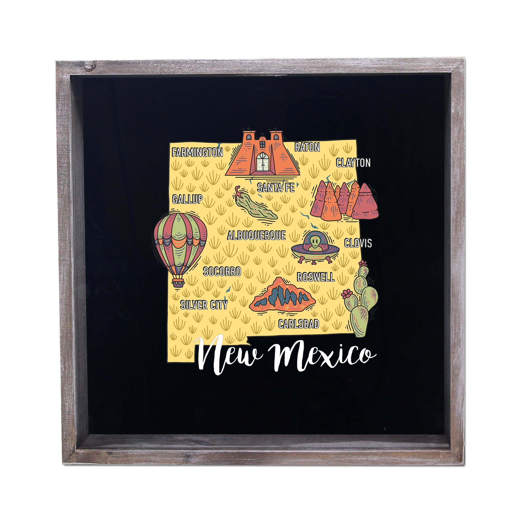 Torched Products - Wholesale Sign - State Map Design Shadow Box - Gray29