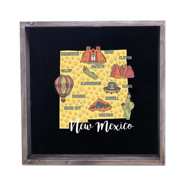 Torched Products - Wholesale Sign - State Map Design Shadow Box - Gray29