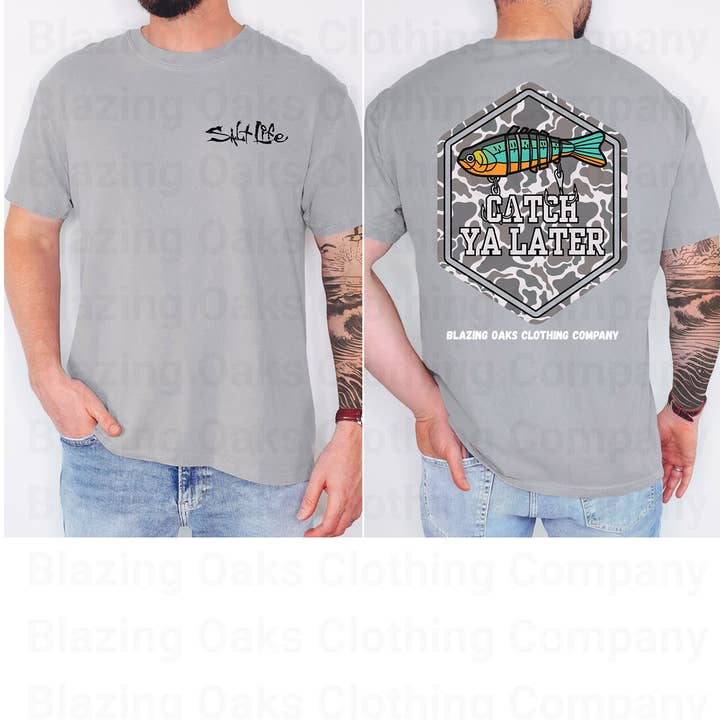 Catch Ya Later Fishing Short Sleeve Shirt for wholesale by Blazing Oaks Clothing Company