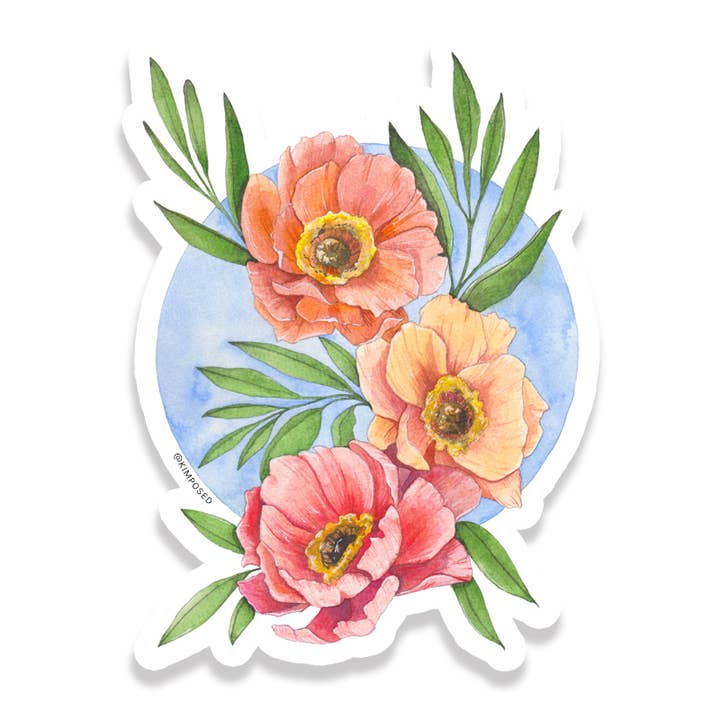 Poppy Trio Sticker for wholesale by Kimposed