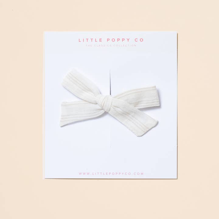 Pince à nœud en lin à rayures beiges pour la vente par Little Poppy Co