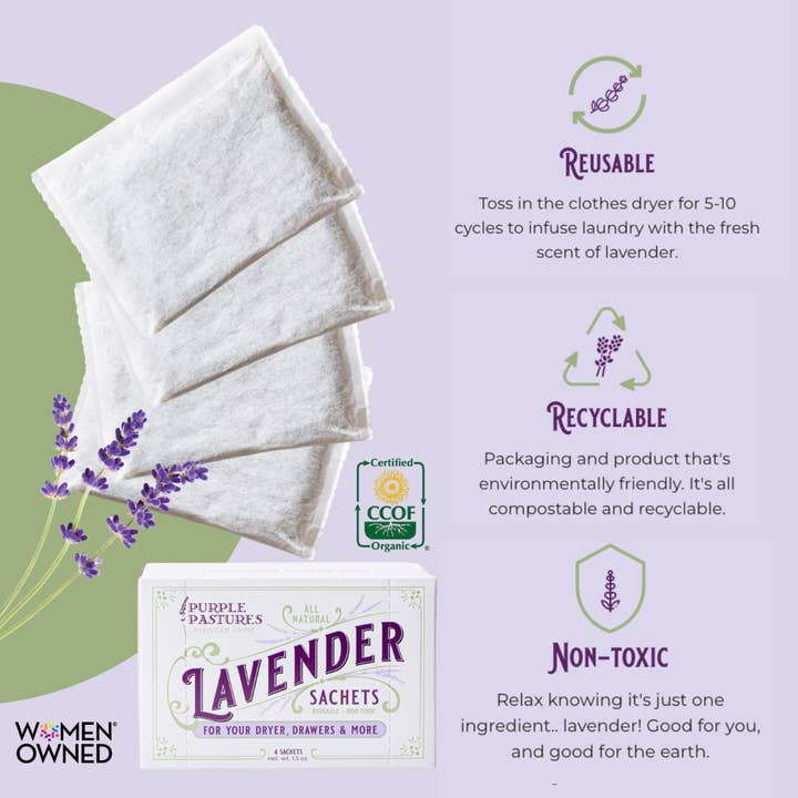 Purple Pastures Lavender Farm, Inc. - Wholesale Laundry Detergent Powder/Pods - Lavender Dryer Sachets | Dryer Bags | Dryer Sheets | Natural1
