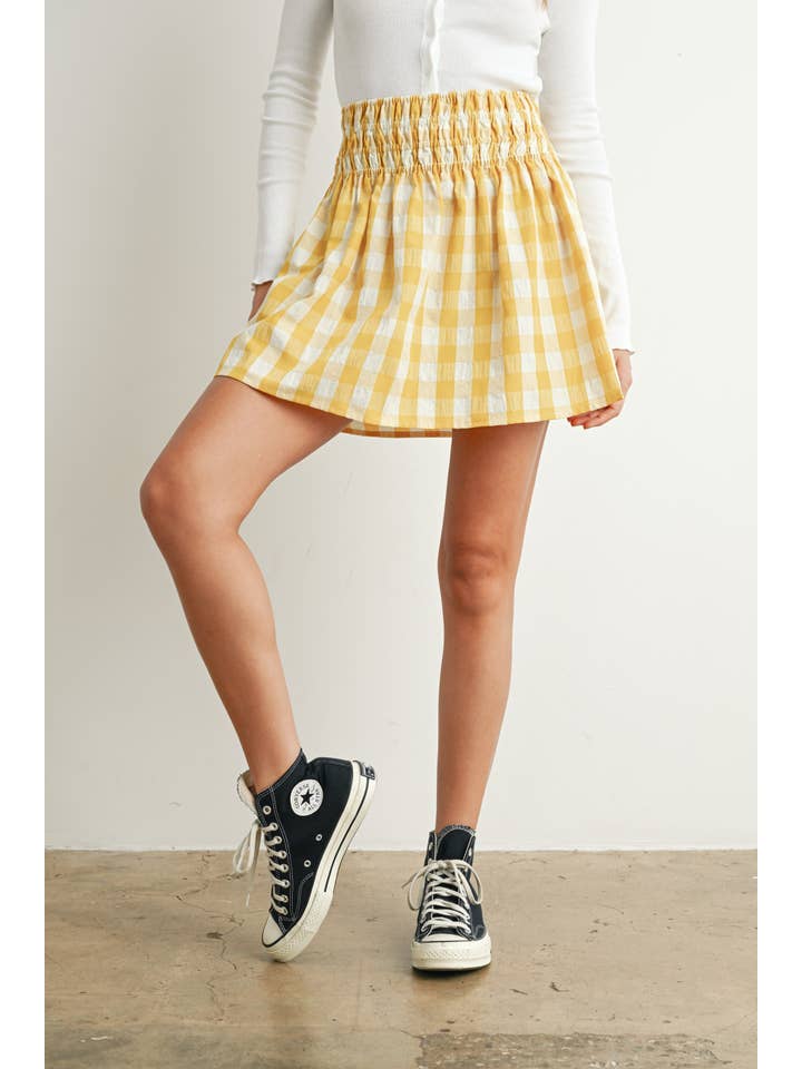 BUTTERMELON - Wholesale Skirt - Women's - Checked Patterned Plaid Skirt - BMS7604