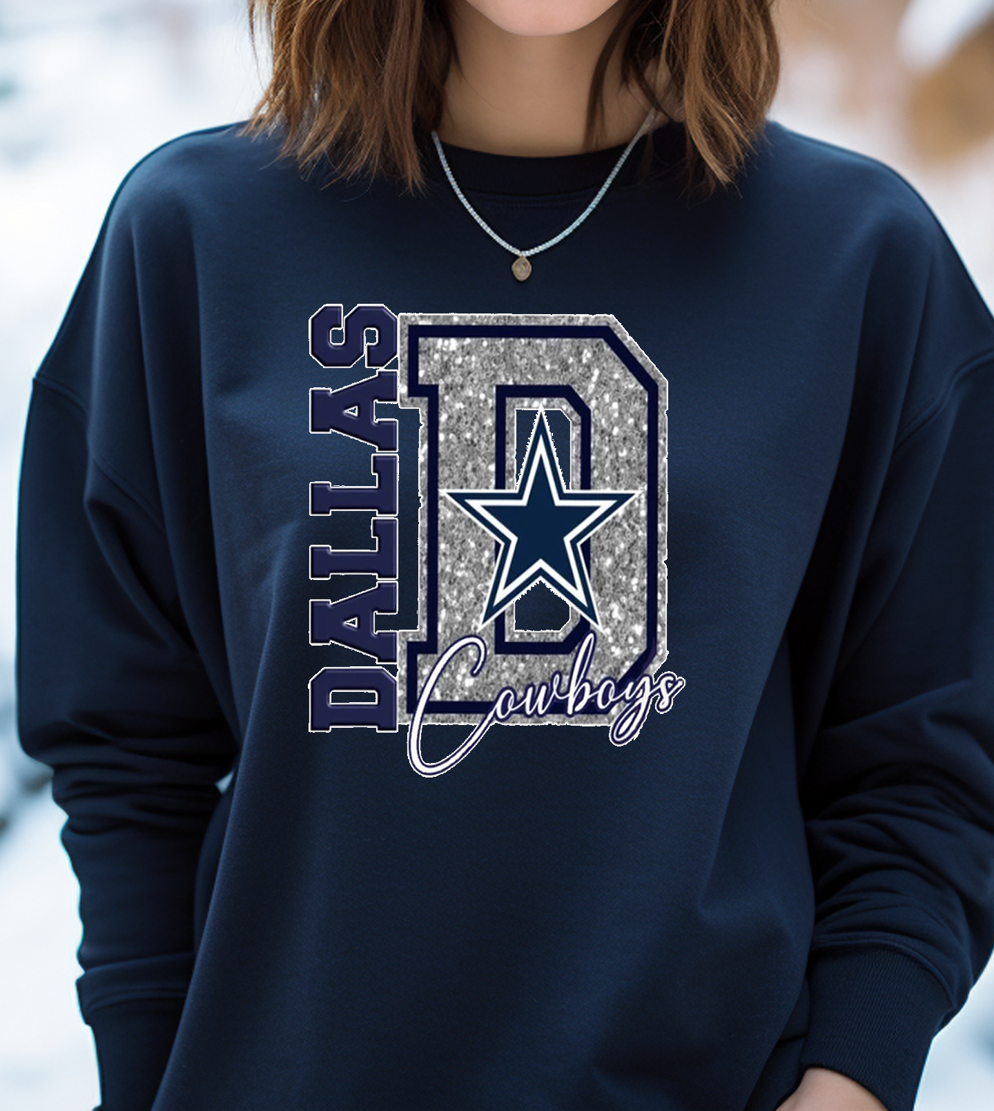 A Blessed Texas Mess Boutique - Wholesale T-Shirt (Graphic) - Women's - Cowboys Football Spirit Wear Faux Glitter America Team5