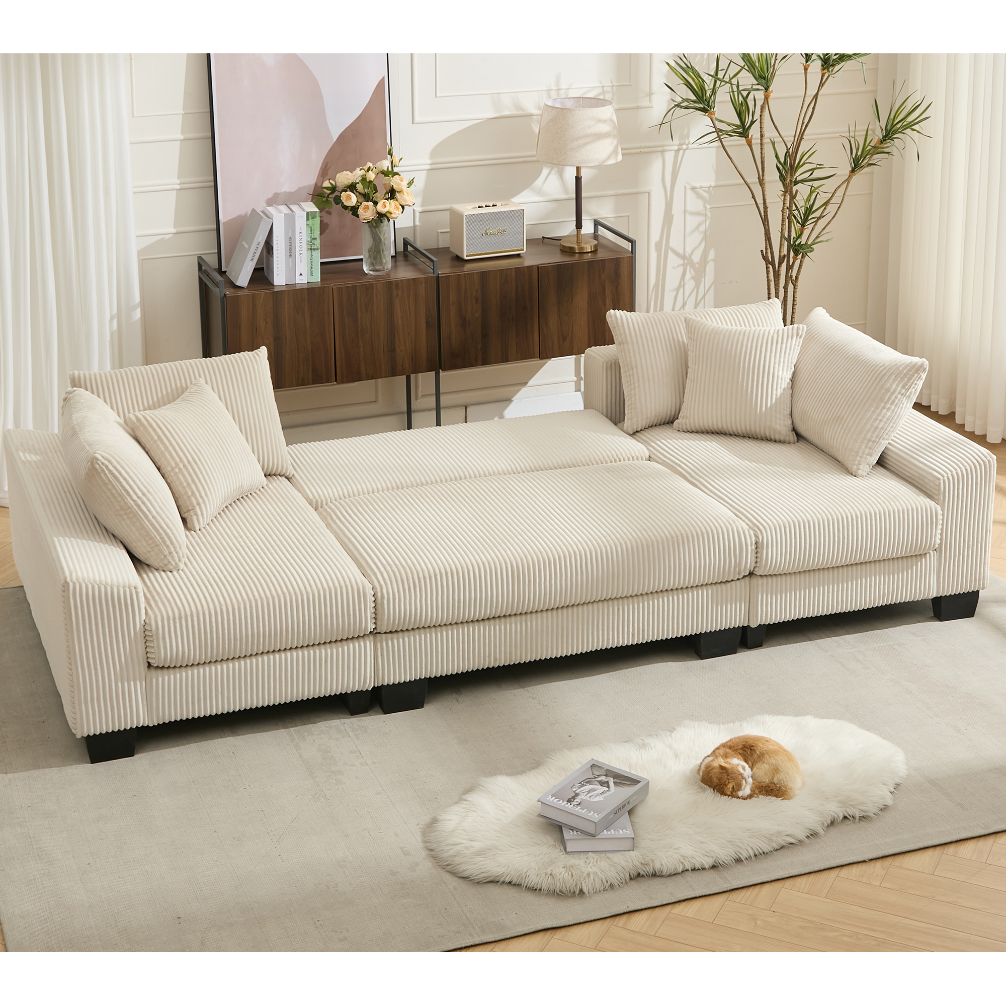 39F Inc. - Wholesale Sofa - 114" U-Shaped Sleeper Sofa with Pull-Out Bed & Chaise11