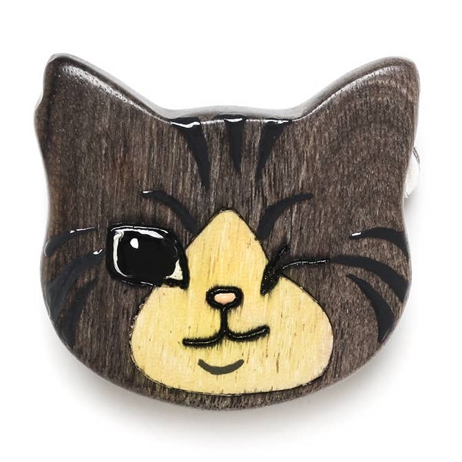 Broche kat grå og hvid kat for engroshandel hos Nature Bijoux