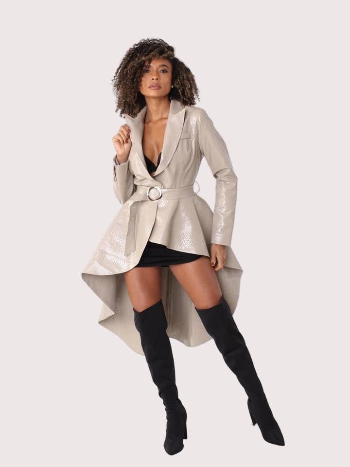 High-Low Belted Coat -82055 for wholesale by For Her NYC