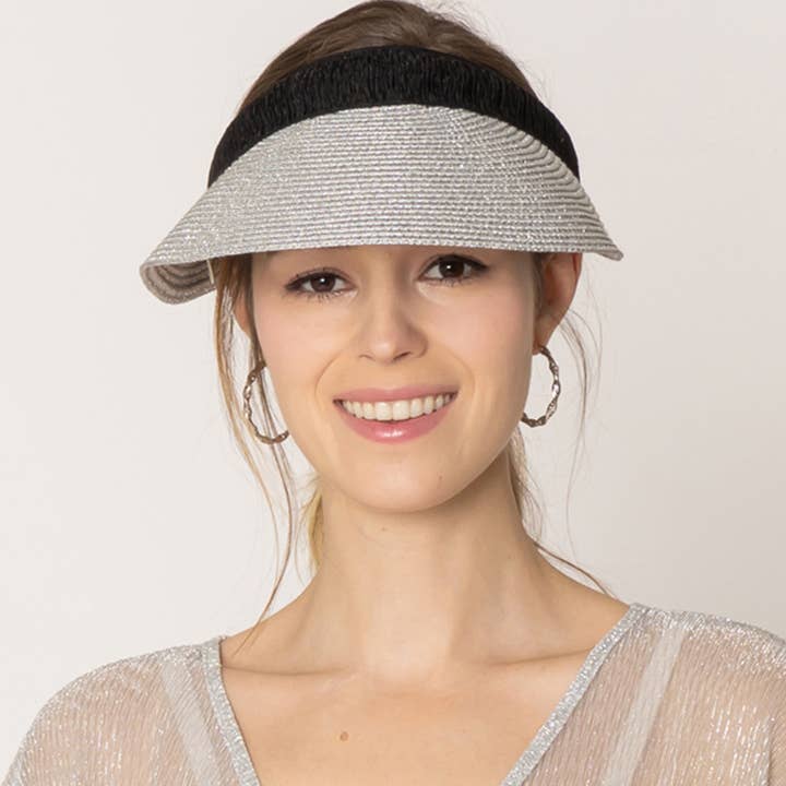 Fashion City – wholesale Visor – Women's – Metallic Straw Natural Material Sun Visor6