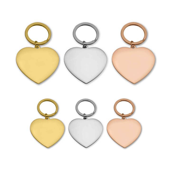 WJW - Wholesale Keychain - Women's - Engravable Heart Stainless Steel Keychain0