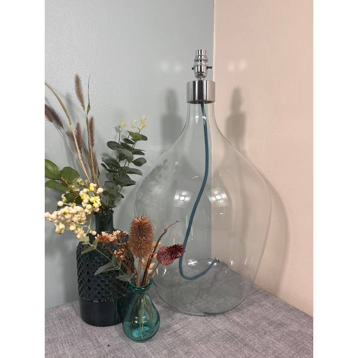 Chrome Top Mundblæst Genbrugsglaslampe 64 cm for engroshandel hos Jarapa