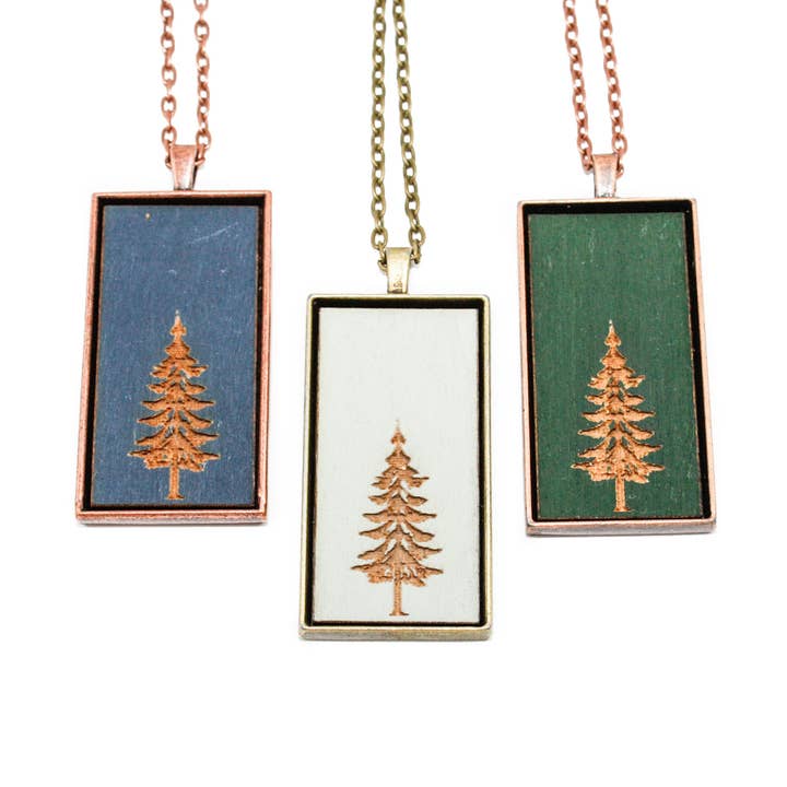 Large Cameo Pendant - Fir Tree for wholesale by Once Again Sam