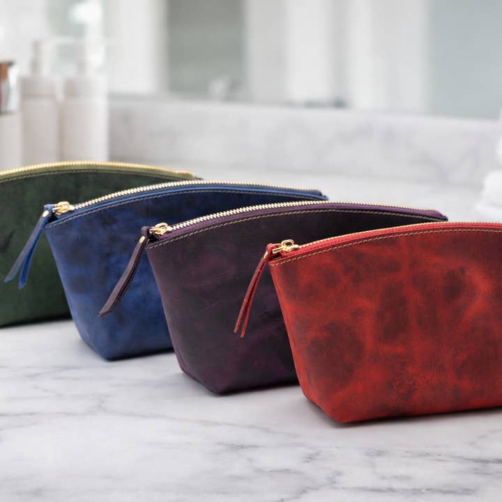 Äkta Läder Kosmetisk Väska – Damernas Resenecessär för wholesale av American Leather Goods