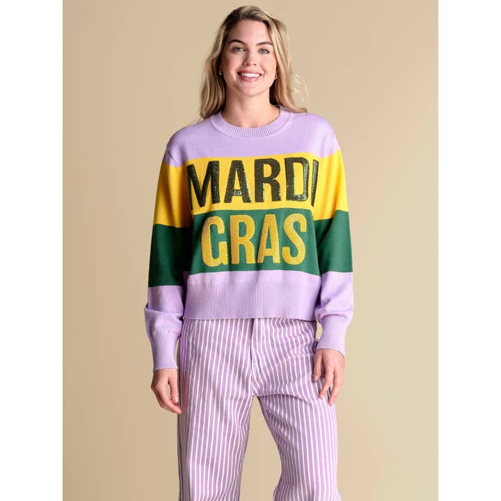 Mardi Gras Colorblock Sweateren for engroshandel hos Stewart Simmons