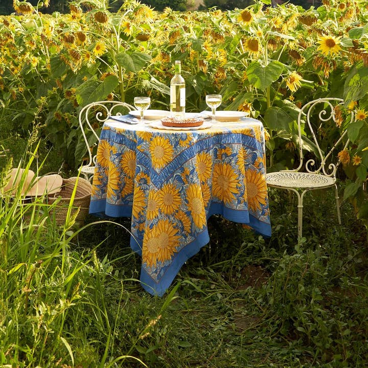 Couleur Nature - Wholesale Tablecloth - Sunflower Yellow & Blue | French Tablecloths7