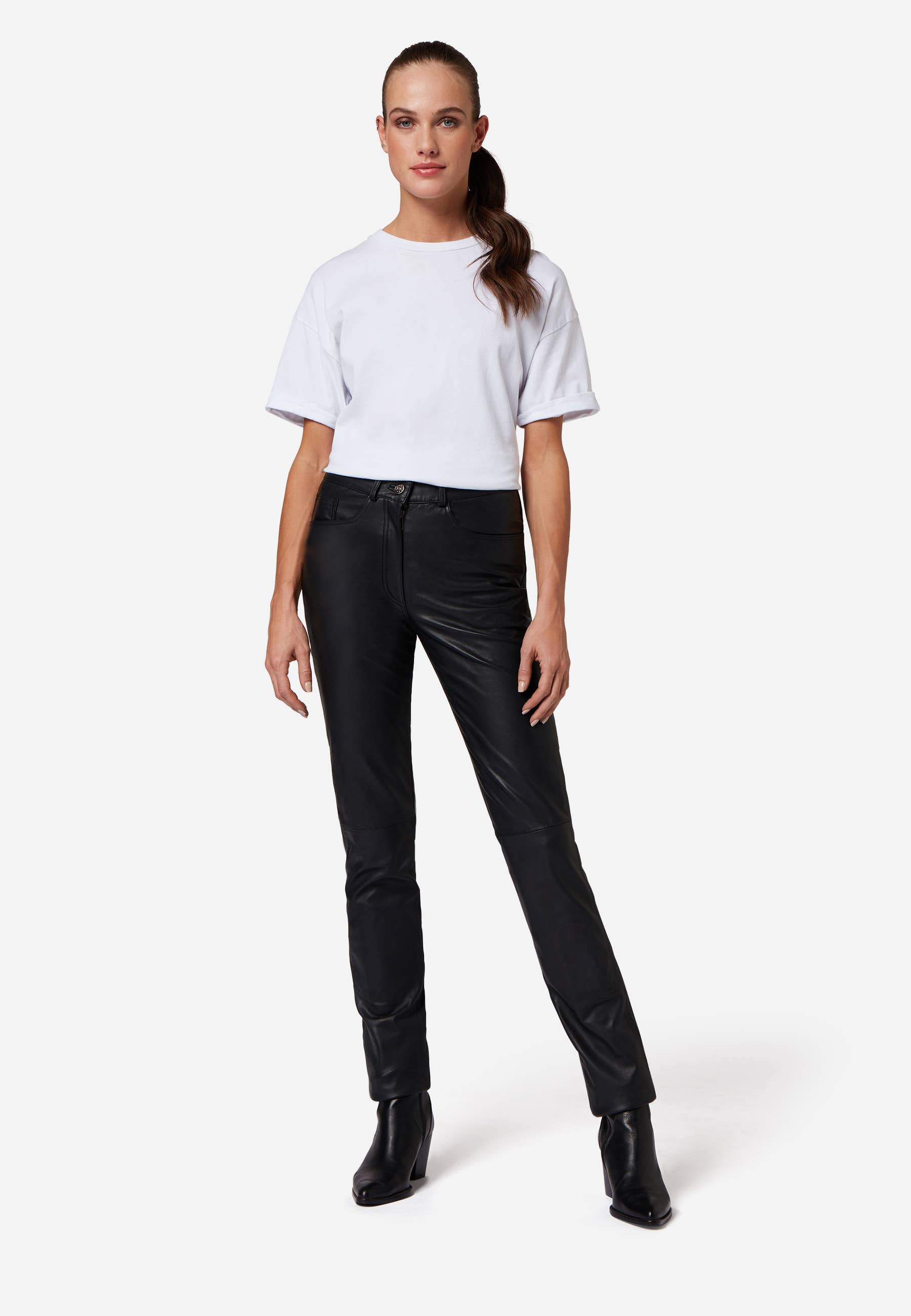 Ricano – Calças - Mulher por atacado – Calças de couro feminino 9809 - couro de cordeiro premium1