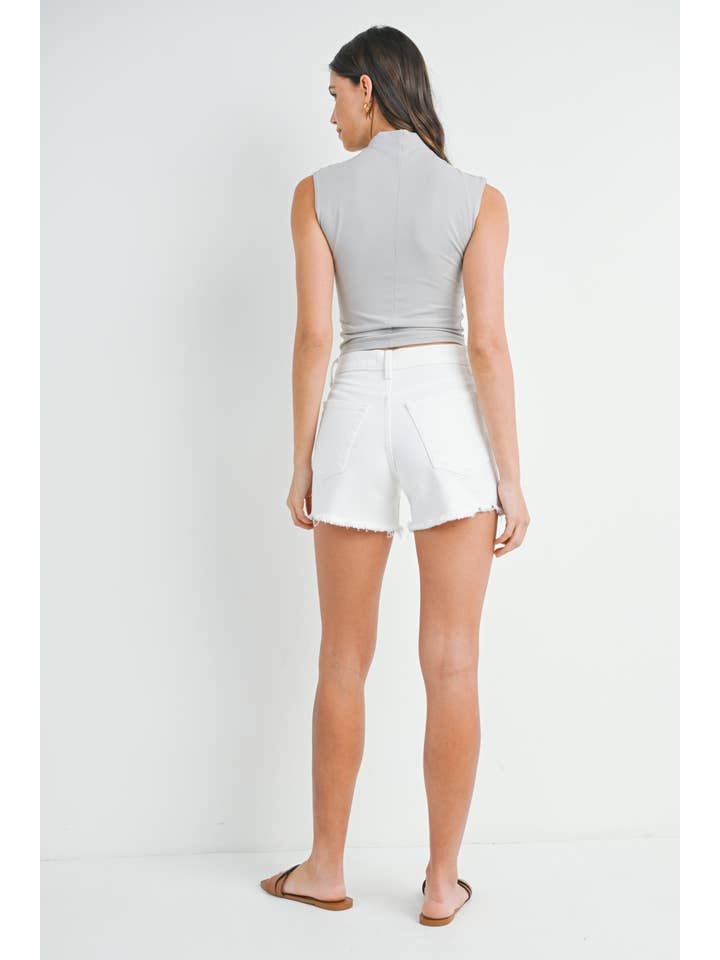 Just USA Jeans - Wholesale Shorts - Women's - JH350-A - WHT - Distressed Hem Short3