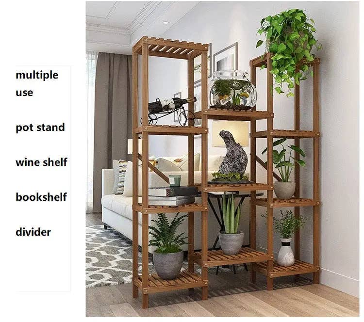 everythingbamboo - Wholesale Plant Pot Stand - Large Wooden Shelf Plant Stand Divider Display Balcony Pot Stand Ladder Solid Timber Elegant Indoor Outdoor7