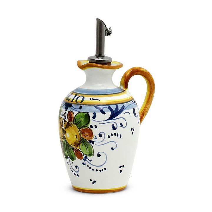 LIMONCINI: Small Olive Oil Bottle Dispenser with handle for wholesale by Artistica - Deruta of Italy