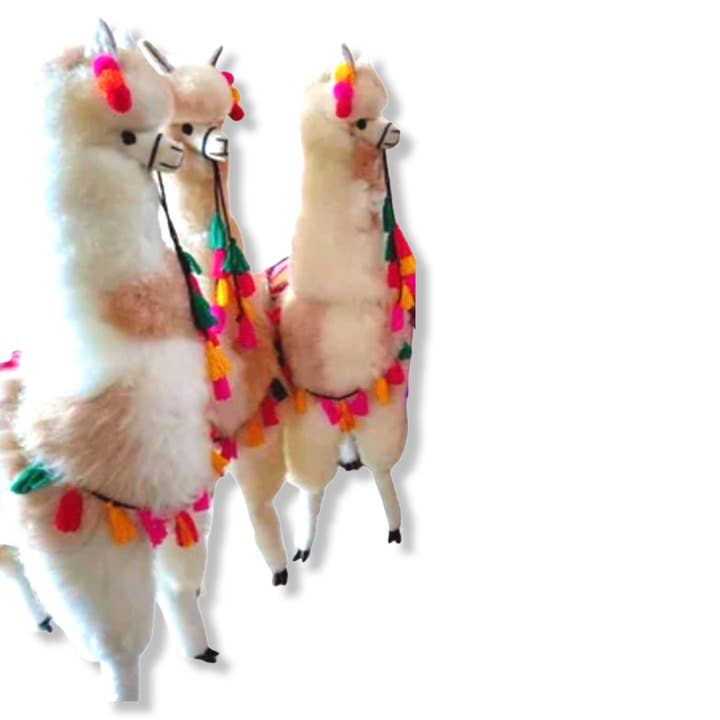 Sanyork Fair Trade – wholesale Fyllda/plyschleksaker - Barn och baby – Stor 48" Alpacka päls lama långt hår plysch docka stående 4ft1