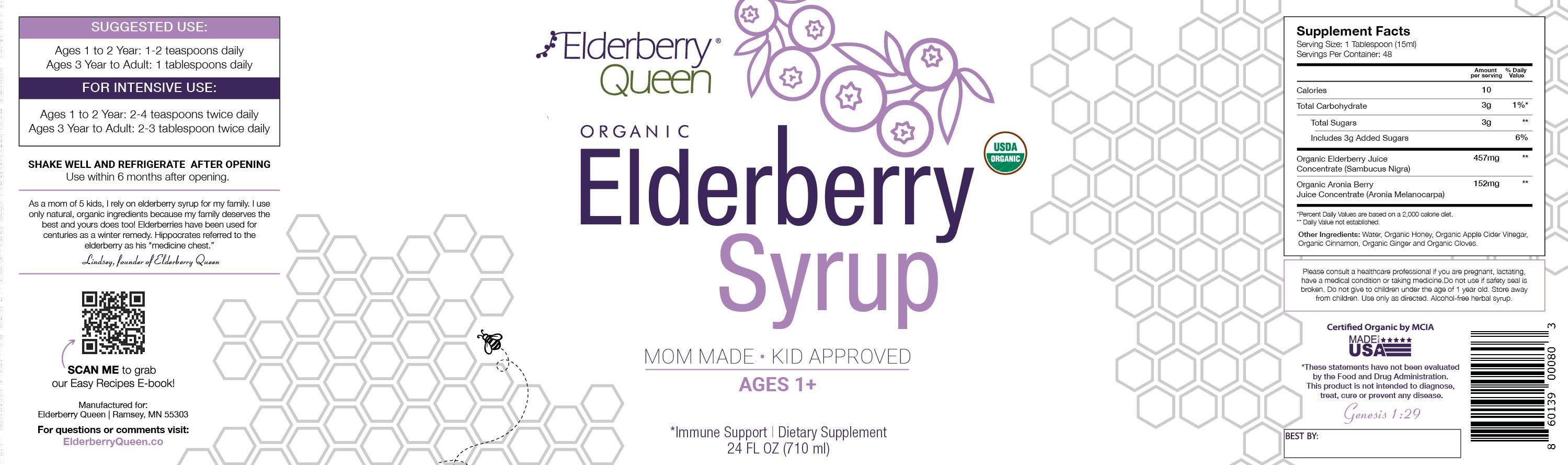 Elderberry Queen - Vente Supplément oral/vitamine - Sirop de sureau biologique-24 oz9