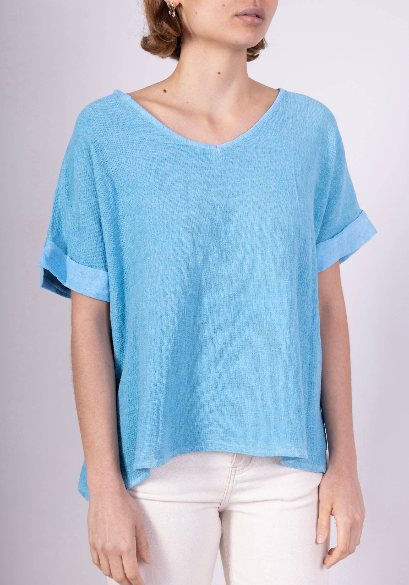 LINEN & COTTON HOUSE – Blusa - Mulher por atacado – Camisa de algodão e linho tamanho único70