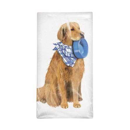 Dog Everyday Golden W/Bowl Bagged Towel for wholesale by Mary Lake-Thompson Ltd.