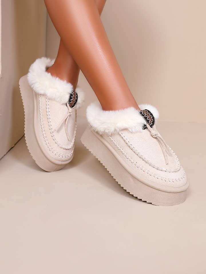 Joia Paris - Wholesale Mules - Women's - Fur-lined mules with thick sole and braided strap RU-2117