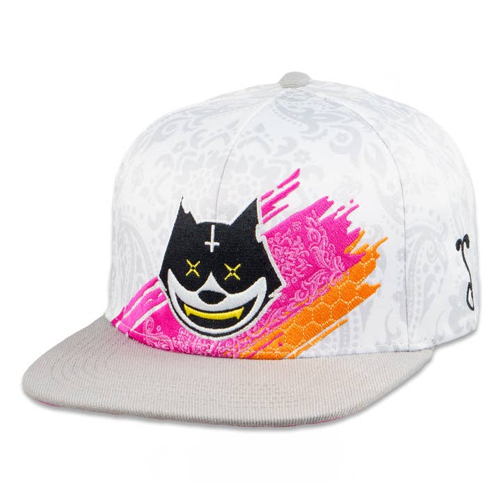 Casquette Snapback Blanche Stylust Paisley Chat pour la vente par Grassroots California