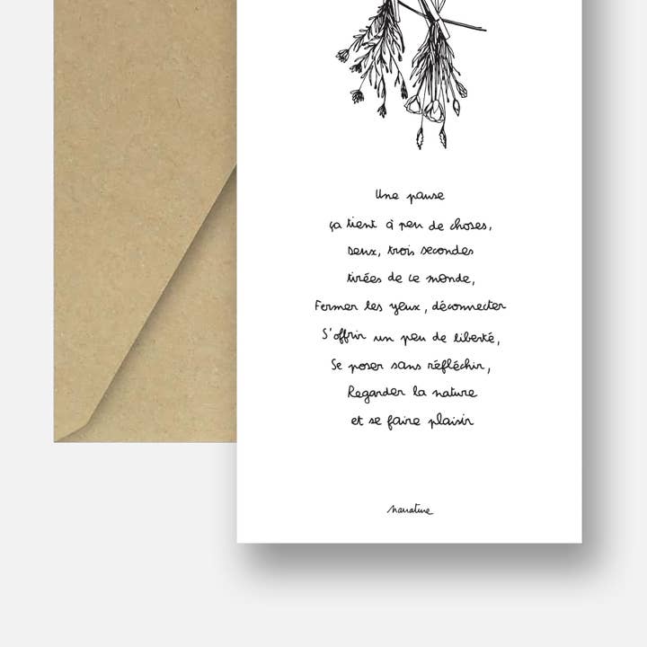 Narrature - Wholesale Everyday Greeting Card - A break - 10x20 card and recycled envelope1