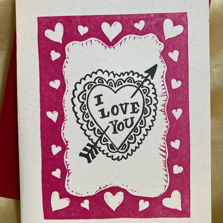 Doily Heart Valentine card for wholesale by Deep Ink Letterpress