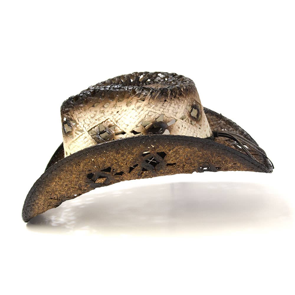 Western Express - Vendita all'ingrosso Cappello da cowboy - Donna - Cappello Marrone di Paglia Western con Fronte Pizzicato4