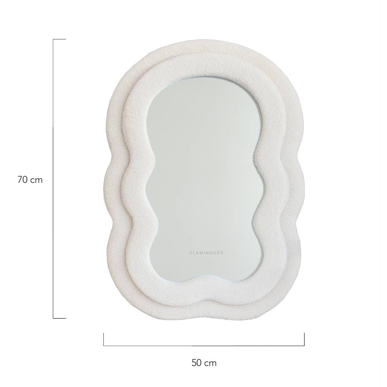 Flamingueo – wholesale Väggspegel – Liten vågig fleece-spegel beige9