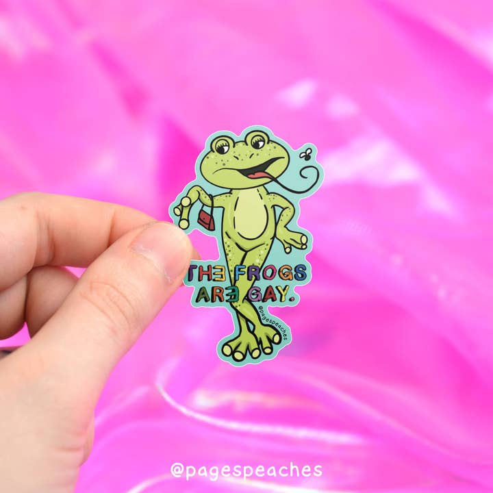 Grand autocollant « Grenouilles gays » pour la vente par Page's Peaches