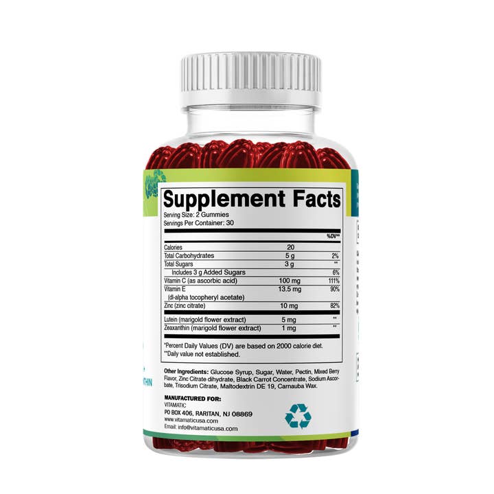 Vitamatic - Wholesale Oral supplement/vitamin - Vitamatic Eye Health Gummies Mixed Berry Flavor-60 Gummies 7