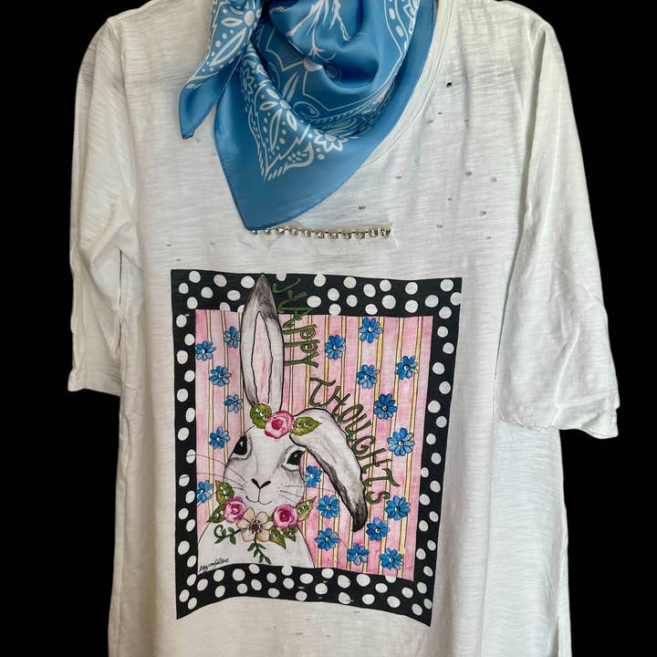A Rare Bird Shop - Wholesale Screen Printed T-Shirt - Women's - Happy Thoughts Bunny Shirt