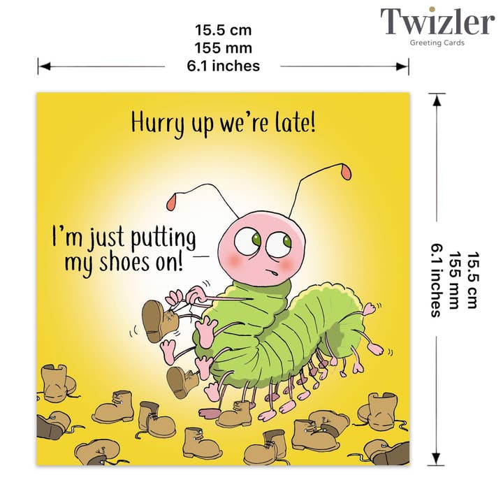 Twizler Ltd – wholesale Everyday greeting card – Centipede Shoes - Funny Card