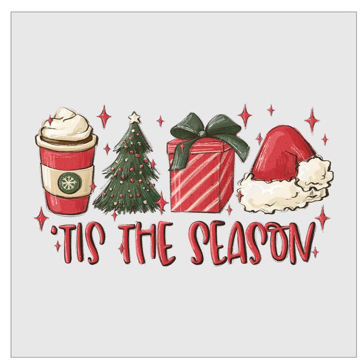 Tis The Season Christmas - Red DTF Transfer for wholesale by Flawless Transfers