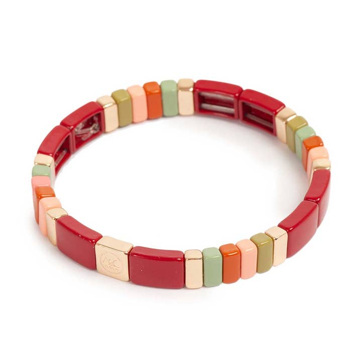 A&C Oslo - Wholesale Beaded bracelet - Red enamel tiles0