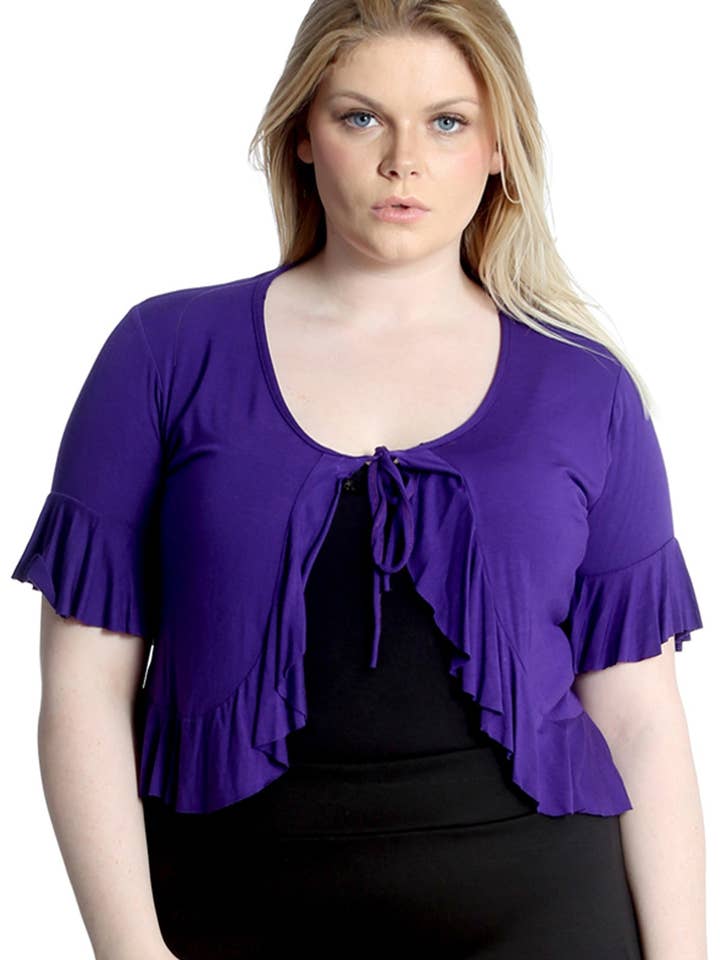 3054 Frill Edge Front Tie Shrug Light & Feminine Layer for wholesale by NOUVELLE