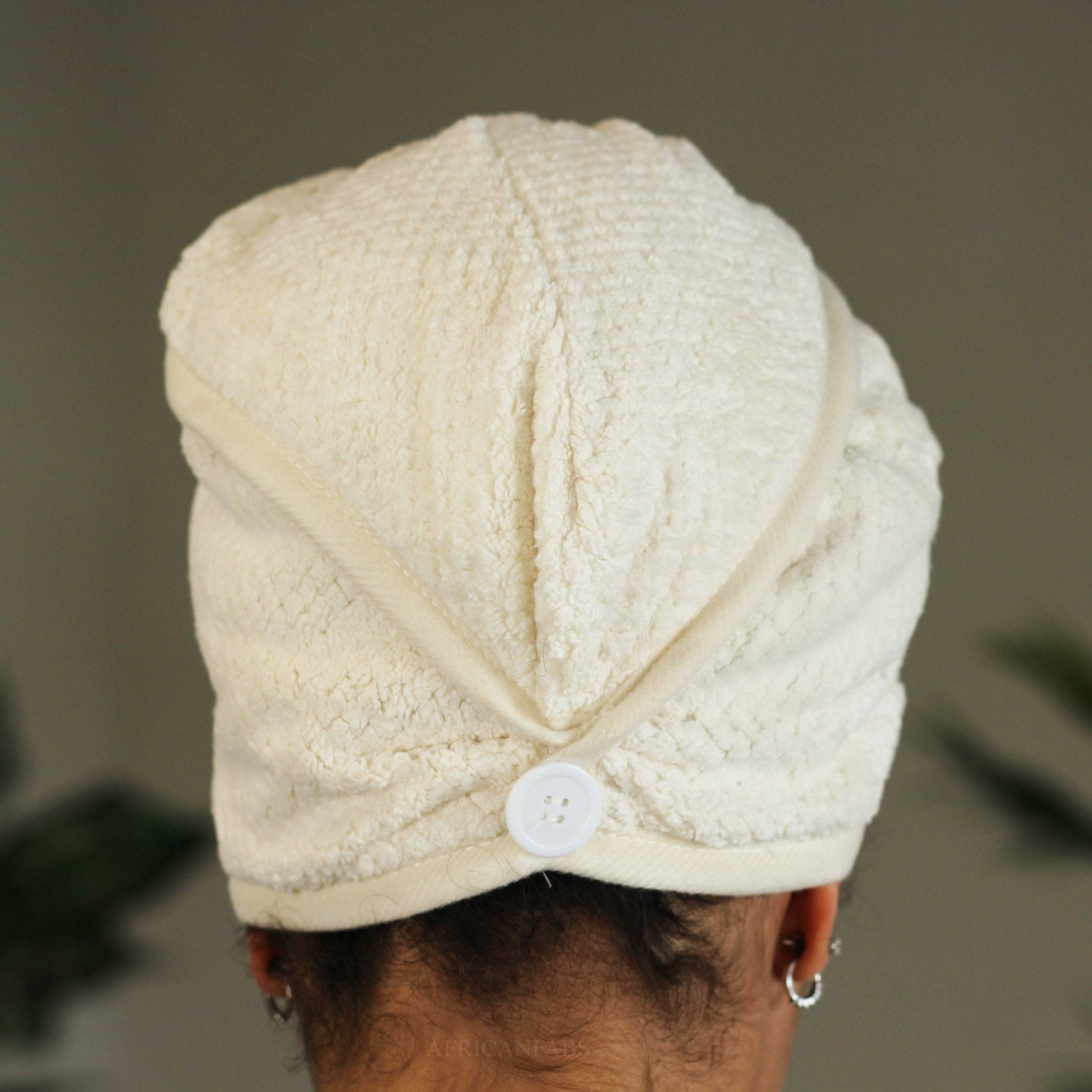 AfricanFabs - Wholesale Hair Towel/Wrap - Microfiber Hair Towel - Head Towel for Straight and Curly Hair - Off-white1