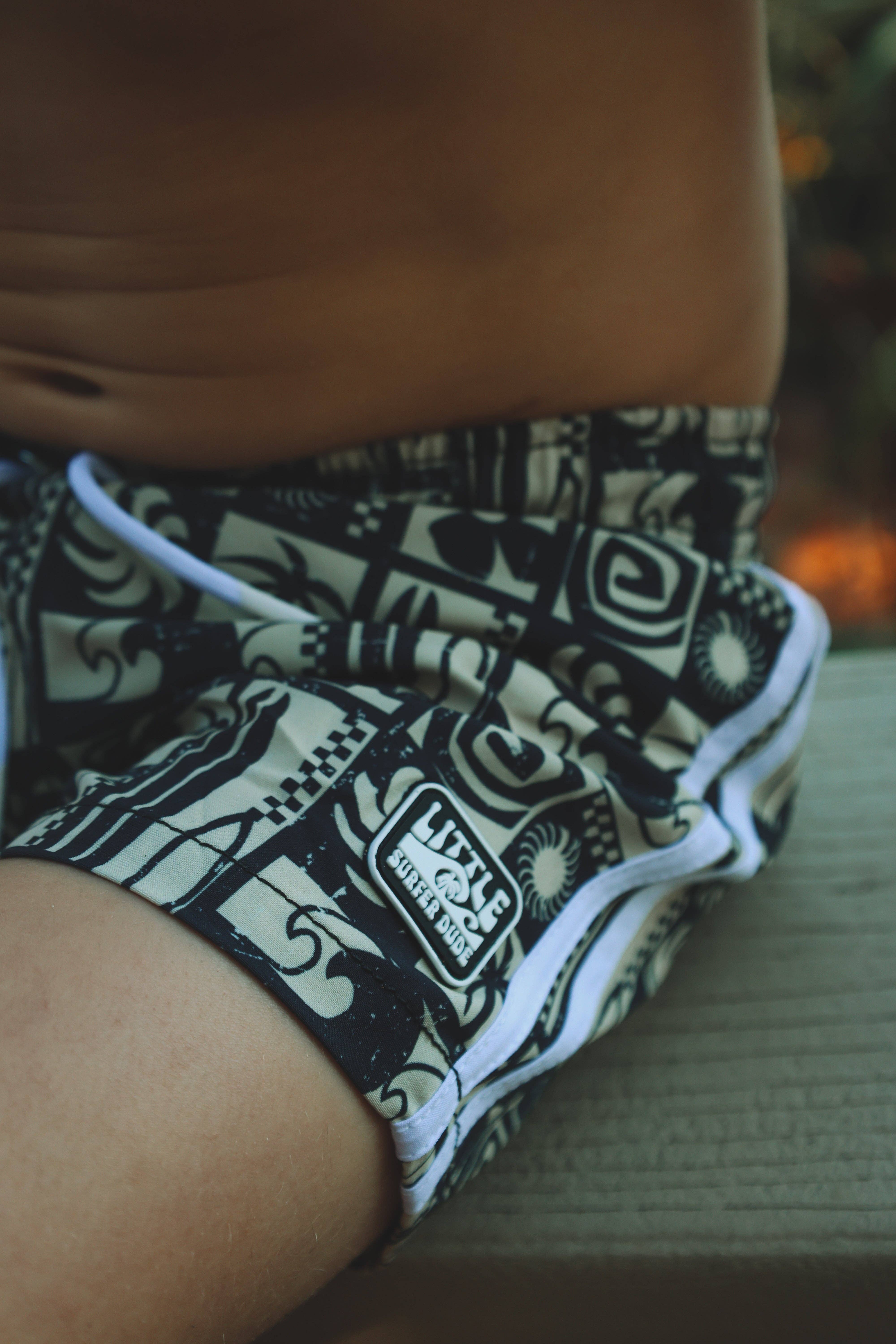 The Little Surfer Dude - Wholesale Swim Shorts - Kids - Vintage Black Swell Swim Trunks4