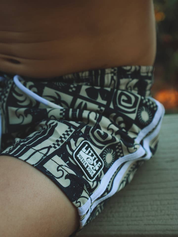 The Little Surfer Dude - Wholesale Swim Shorts - Kids - Vintage Black Swell Swim Trunks4