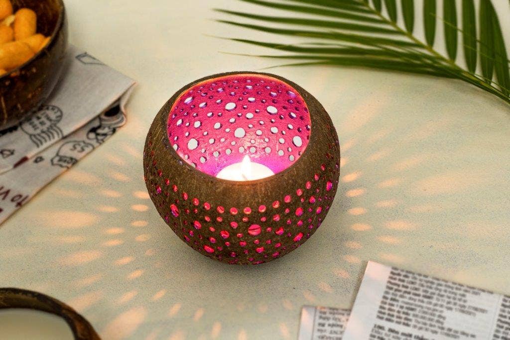 Niu Coconut by Pacific Spirit - Wholesale Candle Holder - tealight holder coconut pink
